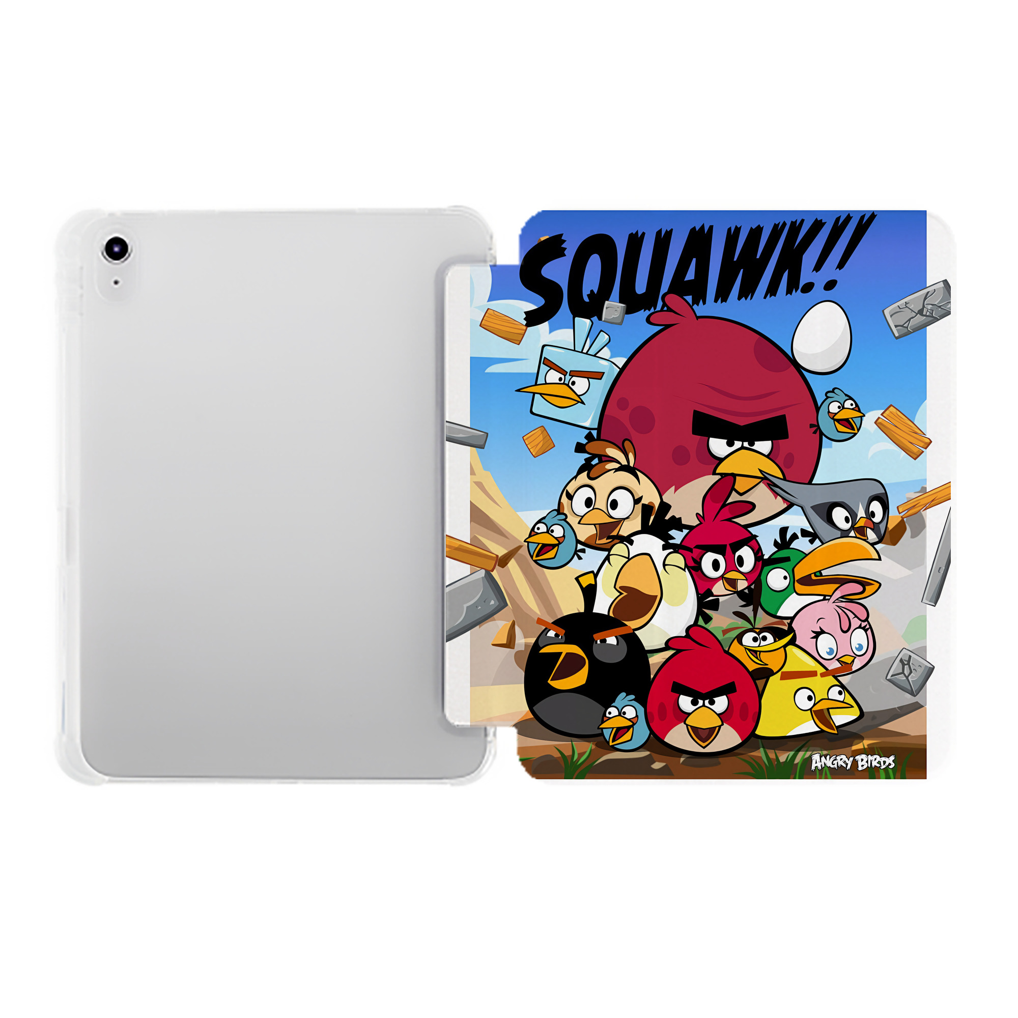 （画像用） Angry Birds アングリーバード IPad ケース ペン収納付き 三つ折りスタンド PUレザー×シリコン 対応機種9.5/10.5/10.9インチ
